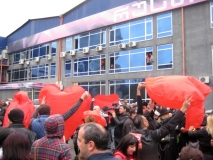 Акция поддержки у здания телекомпании Рустави-2